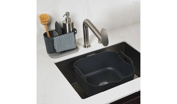 ReBorn 2 Piece Washing Up Bowl and Sink Tidy Set - Dark Grey