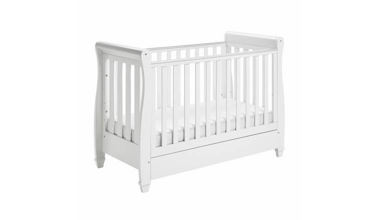 Babymore Eva Cot Bed with Mattress - White