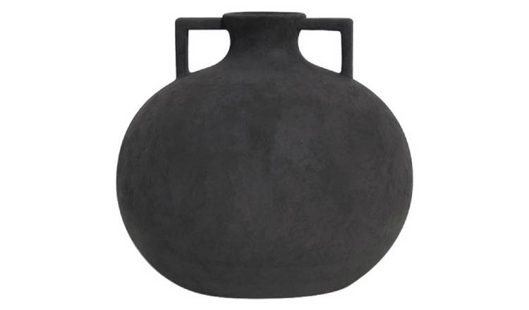 Habitat Large Handle Earthenware Vase - Black