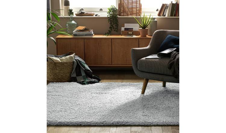 Habitat Noodle Plain Grey Shaggy Rug - 150x80cm