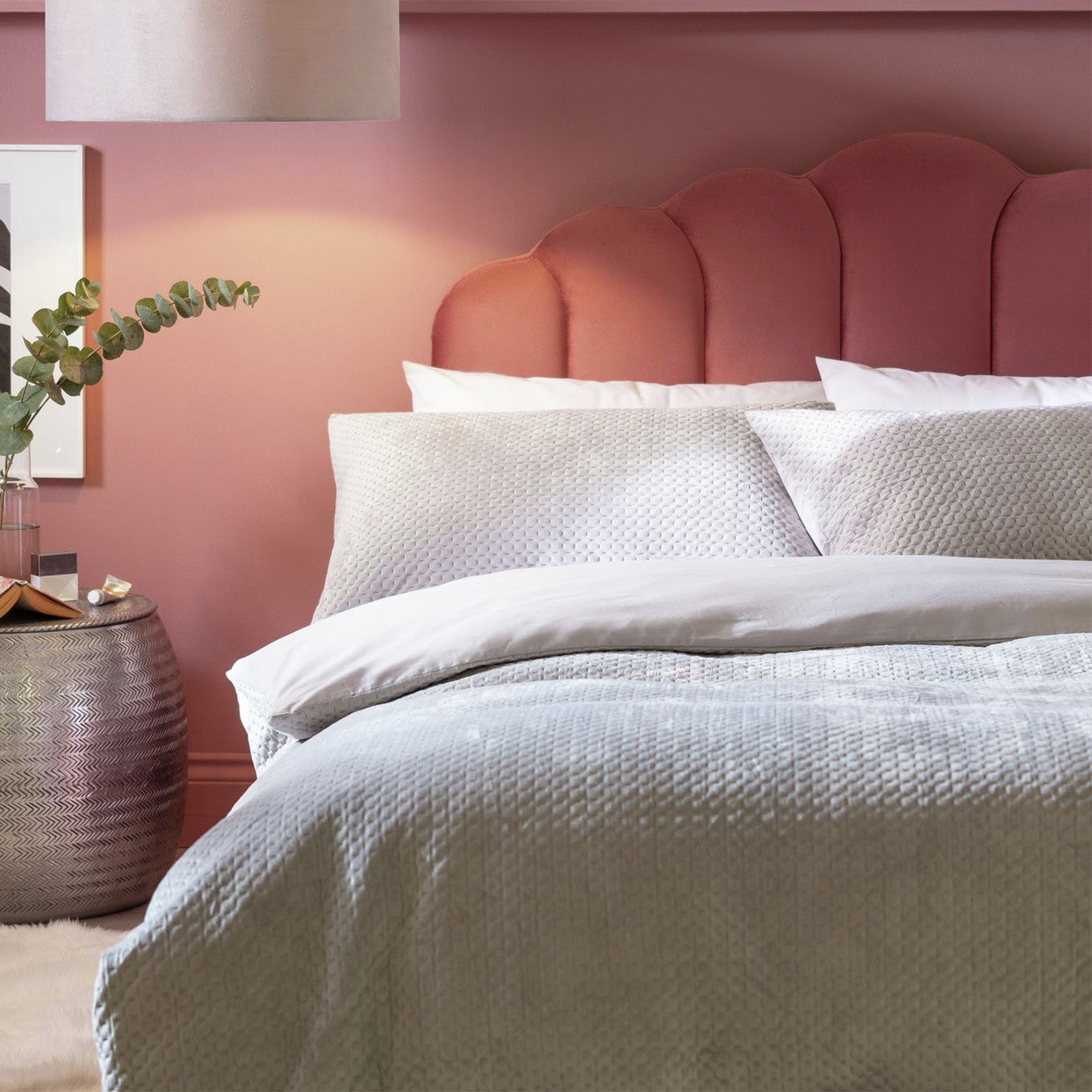 Habitat Pinsonic Velvet Plain Grey Bedding Set - Double