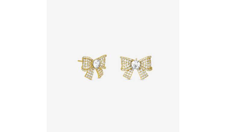 Jon Richard Gold Plated Pave Crystal Bow Earrings