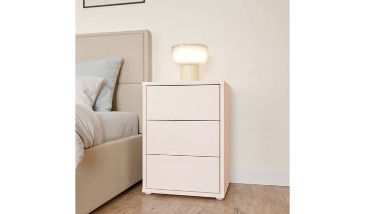 Furniture To Go Alice Springs 3 Drawer Bedside Table - Beige