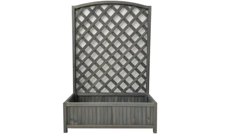 Large Lattice Wooden Planter - Grey