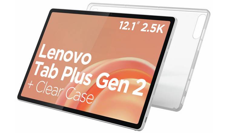 Lenovo Tab Plus Gen 2 12.1 Inch 128GB AI Wi-Fi Tablet + Clear Case - White
