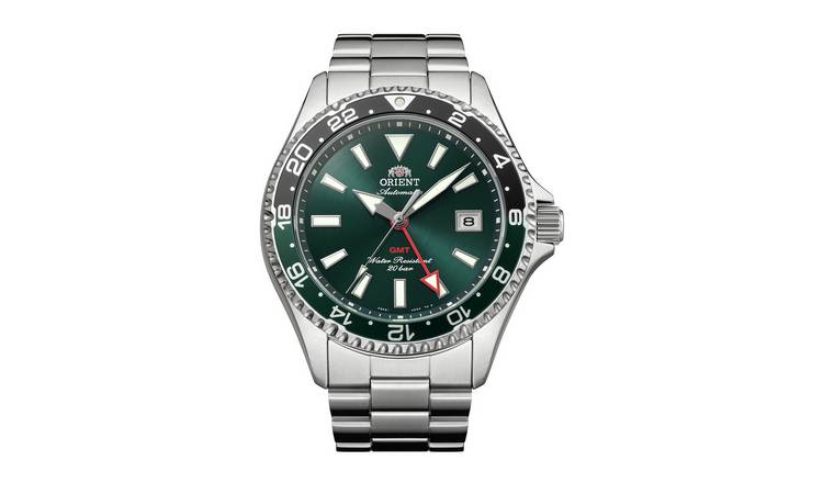 Orient Mako GMT Green Dial Men's Silver Stainless Steel Bracelet Watch