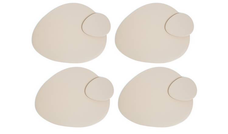 Habitat Set of 4 Faux Leather Pebble Placemats and Coasters