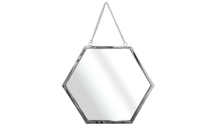 Habitat Hexagon Metal Hanging Mirror - Silver
