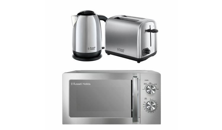 Russell Hobbs Polished Classics Bundle Kettle,2Slice Toaster & Microwave-S/Steel
