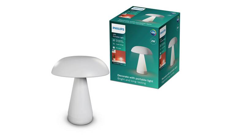 Philips LED Mycena Metal Rechargeable Table Lamp - White