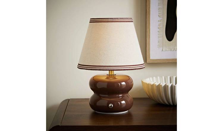 ValueLights Gia Ceramic LED Stacked Table Lamp - Autumn Brown