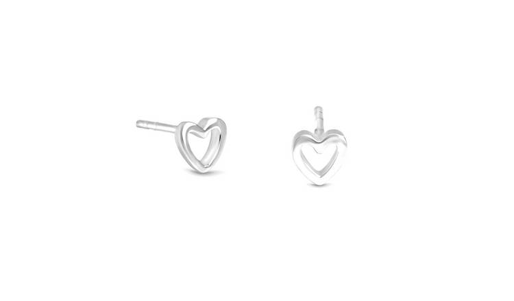 Simply Silver Silver Open Heart Stud Earrings
