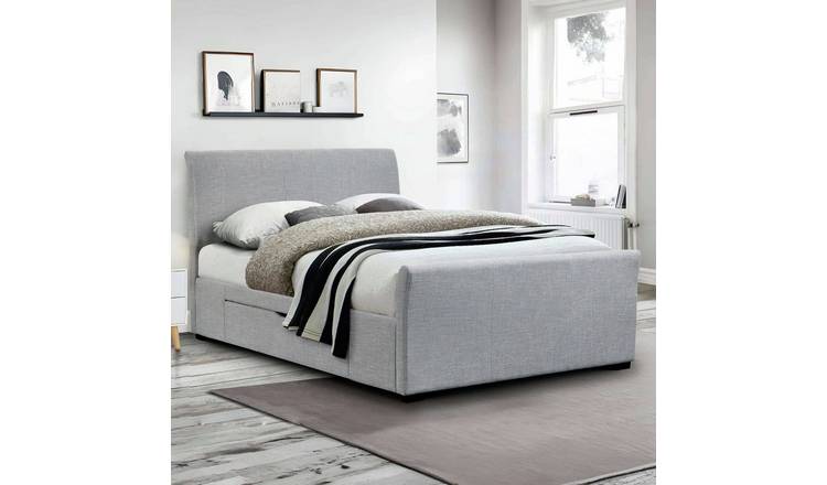 Julian Bowen Capri Kingsize Linen 2 Drawer Storage Bedframe - Grey