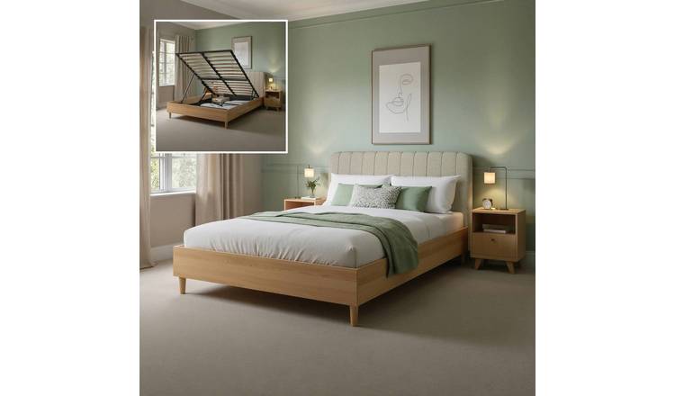 XR Living Cooper Double End Lift Ottoman Bed Frame - Oak