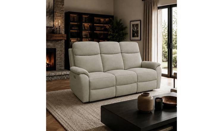 Aspire Kingsmere Fabric 3 Seater Power Recliner Sofa - Grey
