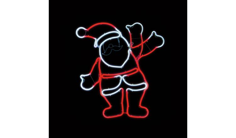 Premier Decorations Prelit Christmas Animated Neon Waving Santa Decoration
