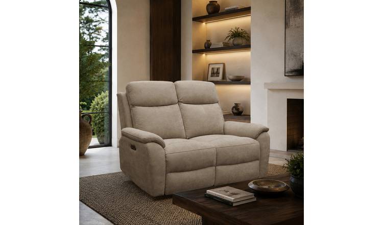 Aspire Kingsmere Fabric 2 Seater Power Recliner Sofa - Natural