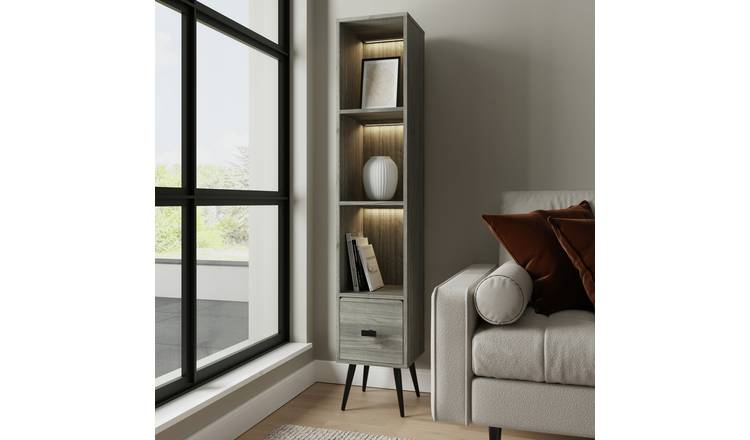 GFW Amos 1 Drawer Narrow Display Unit - Grey
