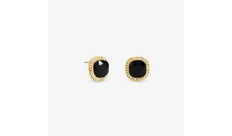 Jon Richard Gold Plated Jet Crystal Stud Earrings