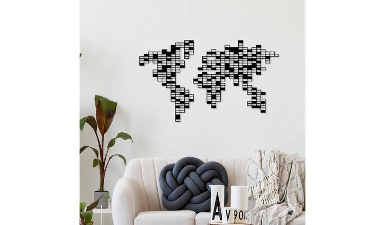 Decortie Metal Wall Art Pixel Metal Hanging Wall Decor - Black