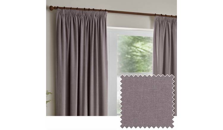 Yard Heavy Chenille Pencil Pleat Curtains - Mauve - 117x137cm