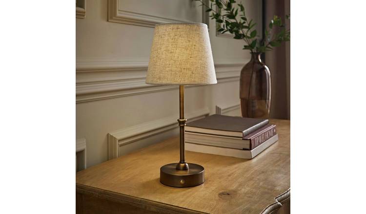 ValueLights Lowe Brass LED Rechargeable Table Lamp