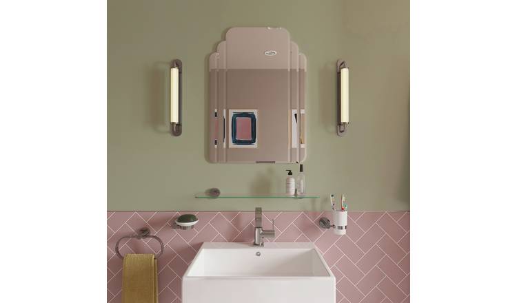 Croydex Safety Glass Decorative Bevelled Edge Wall Mirror - 70x50cm