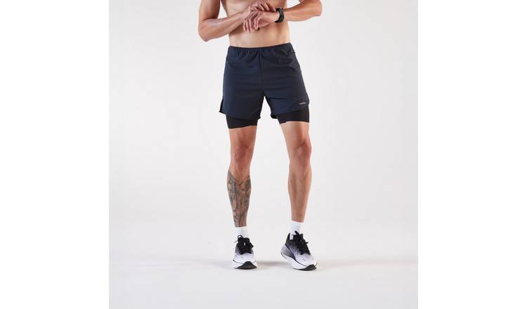 Decathlon Men's Run 500 Comfort 2-in-1 Running Shorts - Black - UK 32
