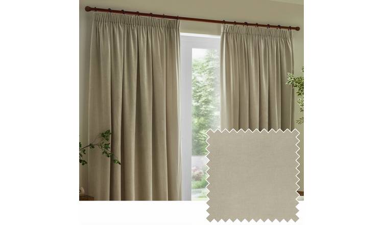 Yard Heavy Chenille Pencil Pleat Curtains - Linen - 168x229cm