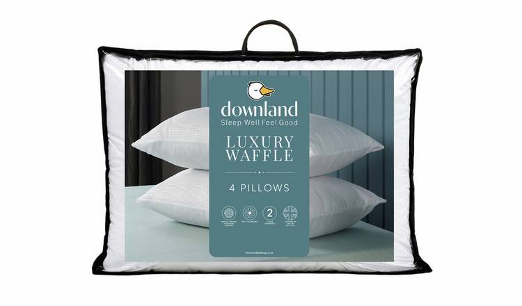 Downland Luxury Waffle Medium Hollowfibre Pillow - 4 Pack