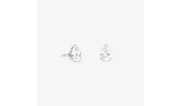 Simply Silver 925 Sterling Silver Pear Cut Stud Earrings