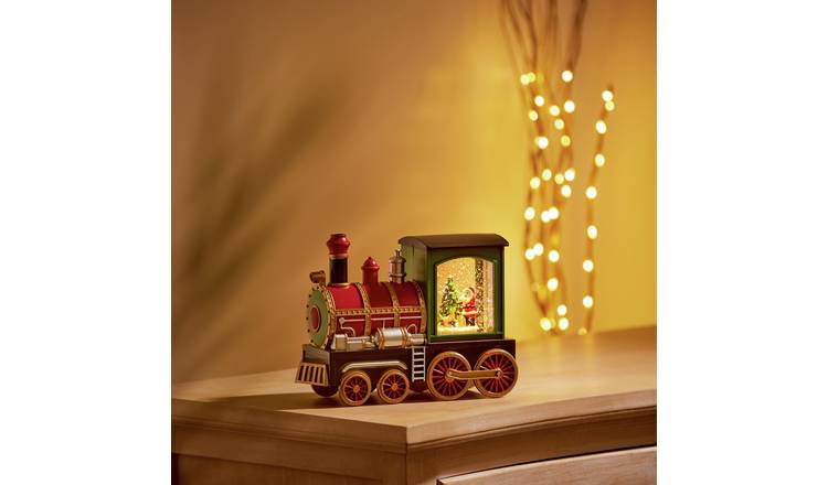 Premier Decorations Christmas Music Train Santa Scene Water Spinner Decoration