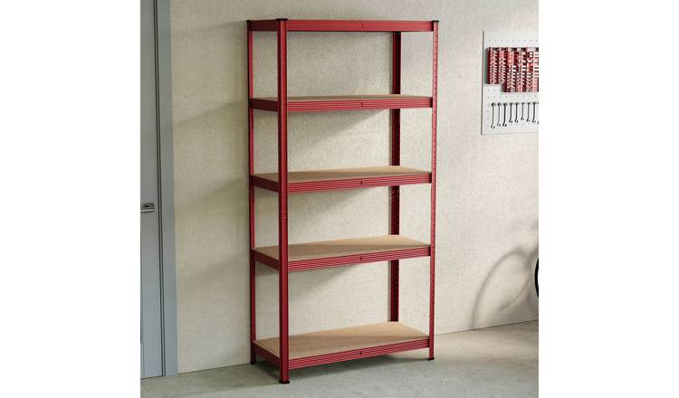 Home Vida 5 Tier Garage Shelf Large Single Bay - Red