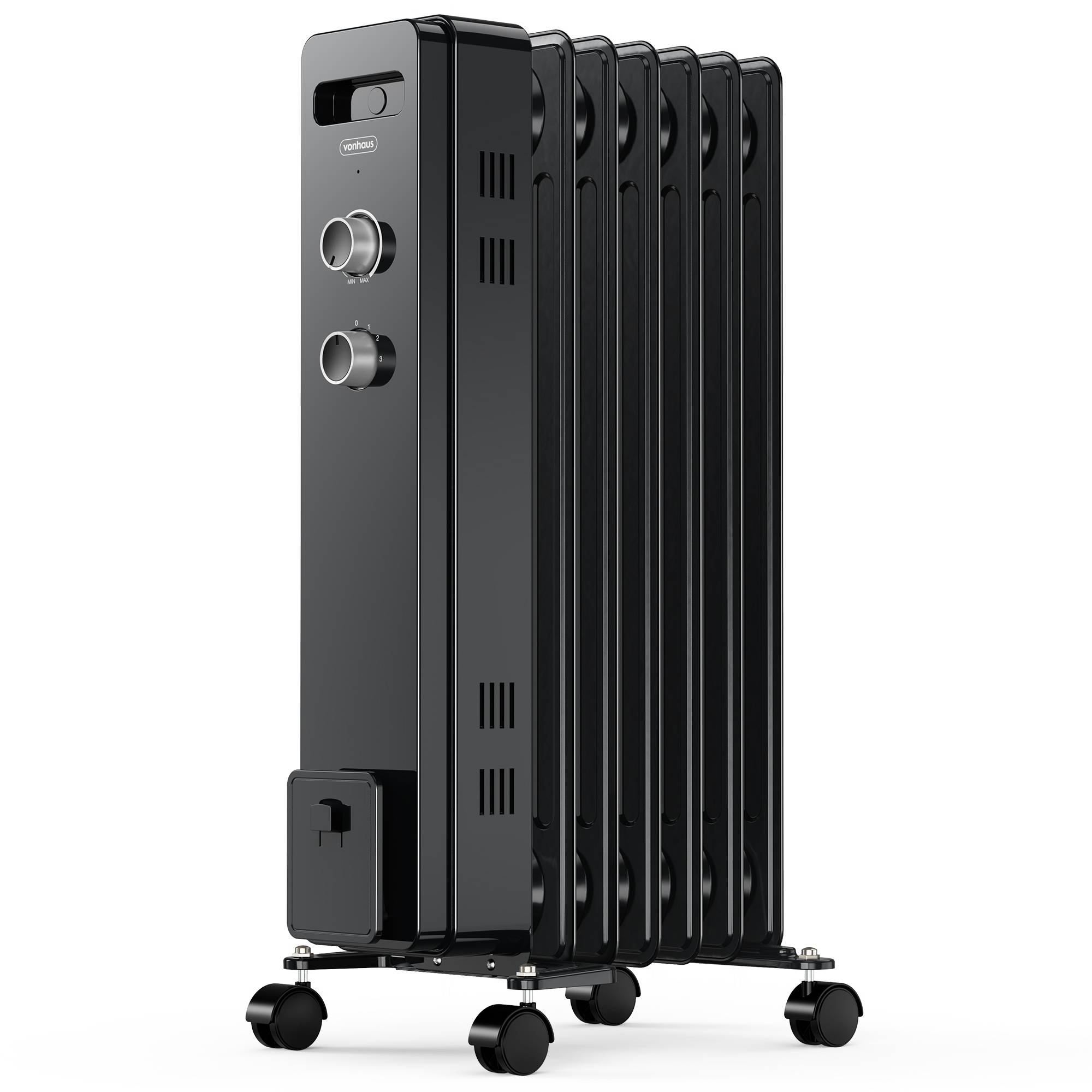 VonHaus Oil Filled Radiator 7 Fins Portable Electric Heater - Black - Image 1