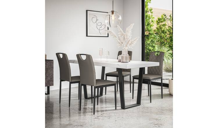 Furniture Online Aria Monza Marble Effect Dining Table & 4 Grey Chairs