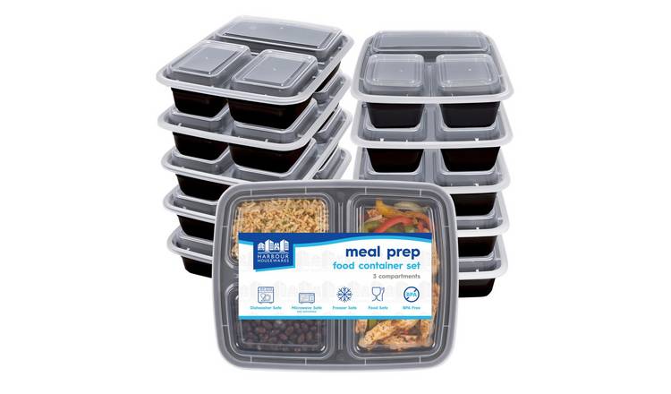 Harbour Housewares Reusable Meal Prep Containers (975ml) - Pack of 10