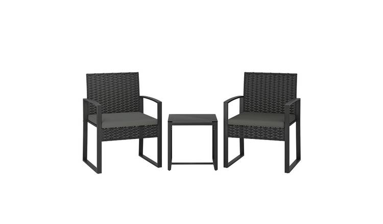 Outsunny 3 Piece Rattan Garden Bistro Set - Dark Grey
