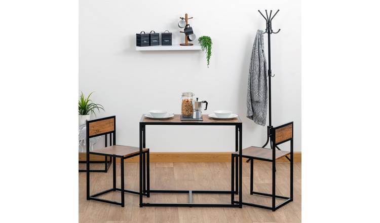 Harbour Housewares 2 Seater Compact Dining Set - Brown/Black