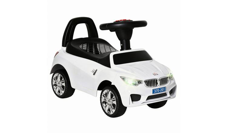HOMCOM Horn Music Lights Under Seat Storage Toddler Kids Sliding Car - White