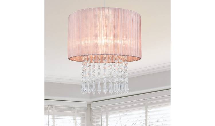 Cosylyte Winni Beaded Voile Easyfit Modern Lamp Shade - Pink