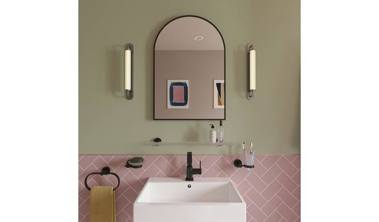 Croydex Black Safety Glass Metal Arch Wall Mirror - 73x50cm