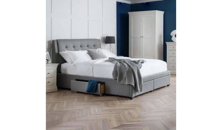 Julian Bowen Fullerton Kingsize Linen 4 Drawer Storage Bedframe - Grey