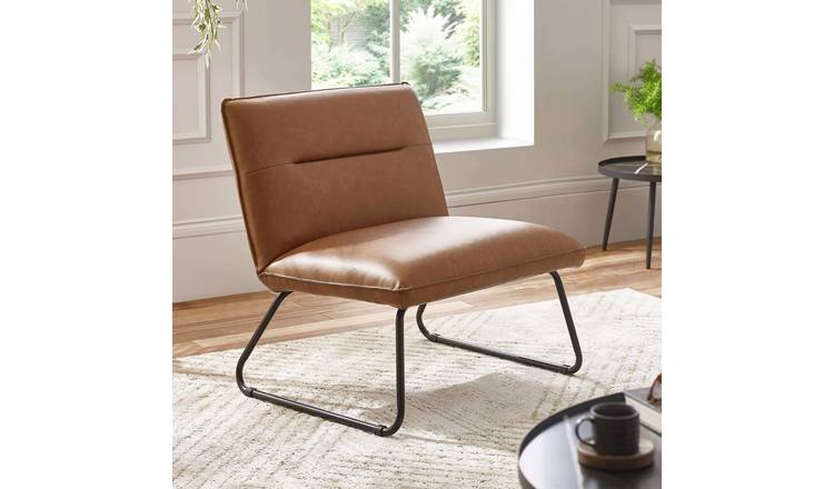 Julian Bowen Saxon Faux Leather Accent Chair - Brown