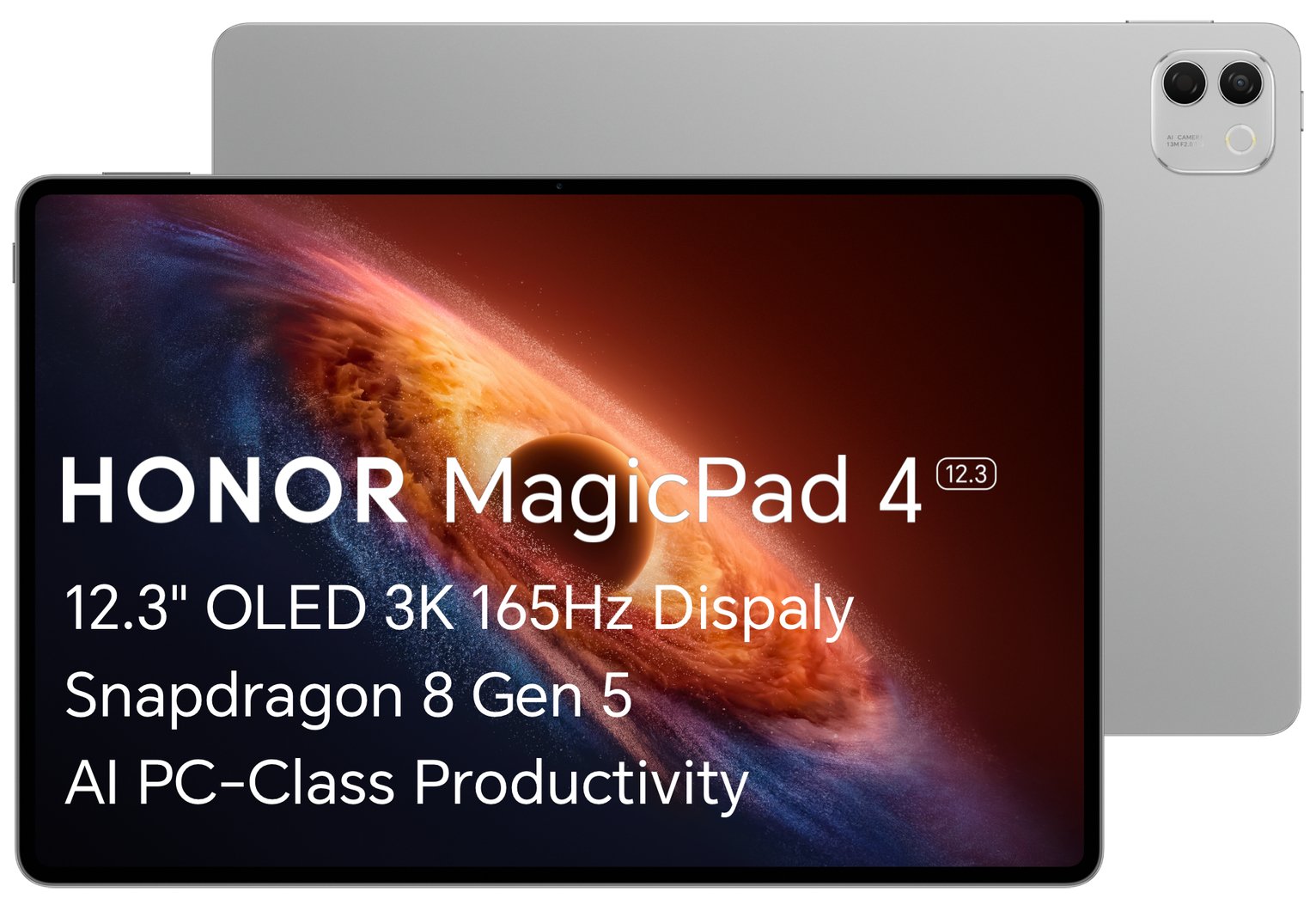 Honor MagicPad4 Snapdragon 256 GB 31.2 cm (12.3") 12 GB Wi-Fi 7 (802.11be) Android 16 Grey