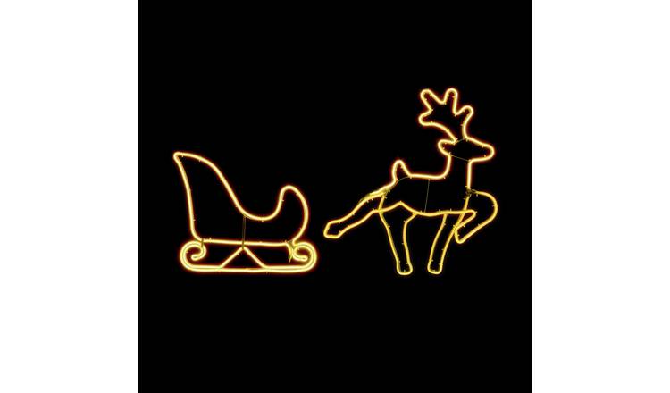 Premier Decorations Prelit Christmas Neon Reindeer Sleigh Decoration