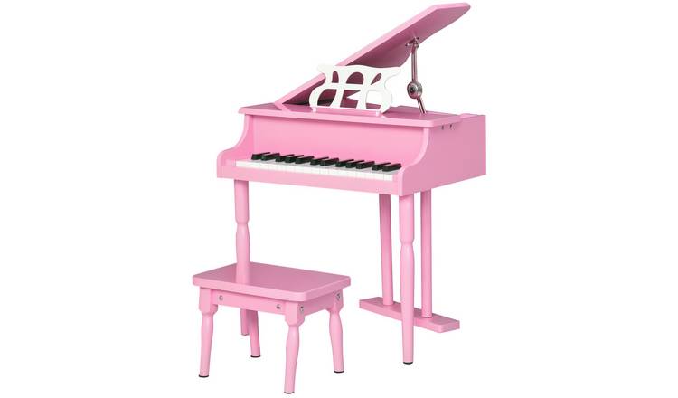 HOMCOM 30 Keys Music Stand Bench Kids Piano Set - Pink