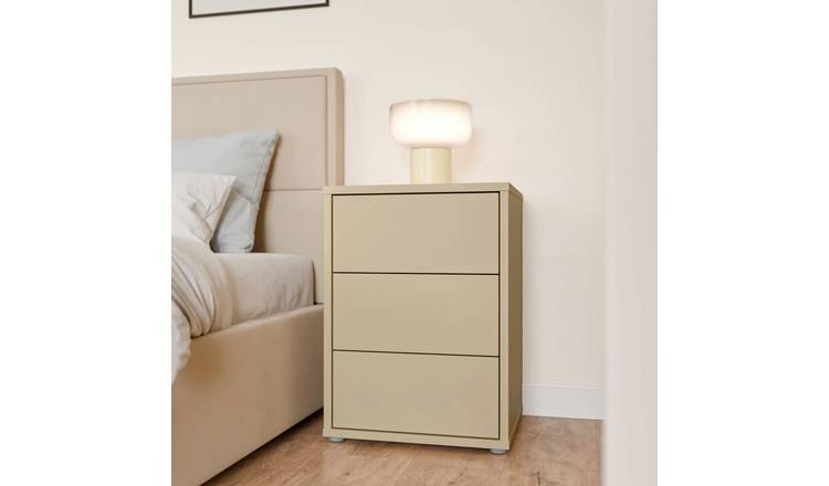 Furniture To Go Alice Springs 3 Drawer Bedside Table - Yellow