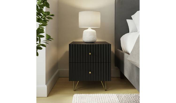 GFW Thalia 2 Drawer Bedside Table - Black