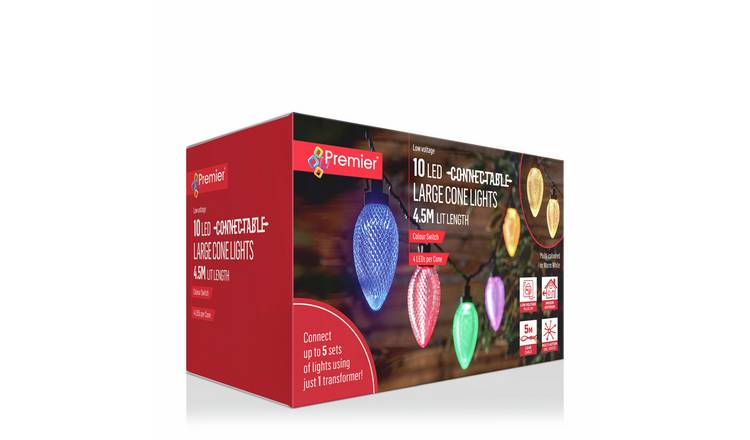 Premier Decorations 10 White And Multicoloured LED Christmas Tree Lights
