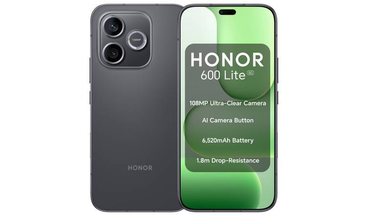 SIM Free HONOR 600 Lite 5G 128GB AI Mobile Phone - Velvet Black